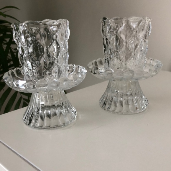 Crystal Footed Candle Holders - Picture 1 of 3